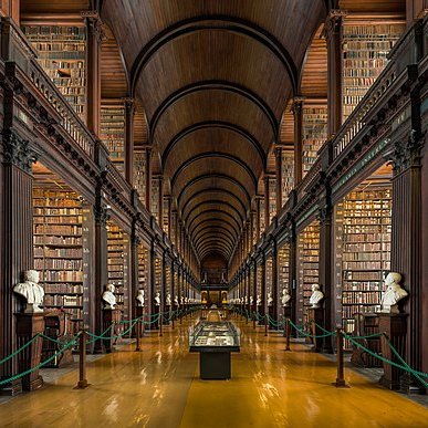Trinity College Library, Dublin. Courtesy of Diliff, CC BY-SA 4.0 <https://creativecommons.org/licenses/by-sa/4.0>, via Wikimedia Commons